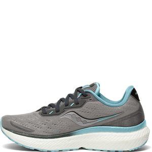 SAUCONY WOMEN'S TRIUMPH 19 RUNNING SHOE, ALLOY/POWDER, 10 WIDE